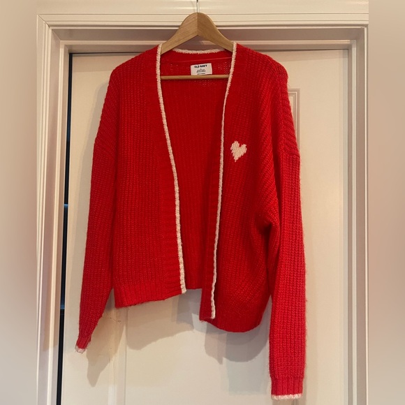 Old Navy Red Cardigan with Heart Detail - Picture 1 of 4